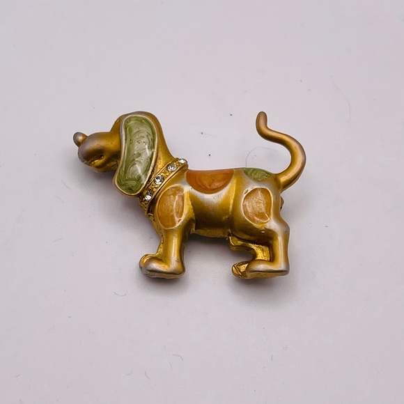 Jewelry - Cute Enamel Puppy Dog With Rhinestone Collar